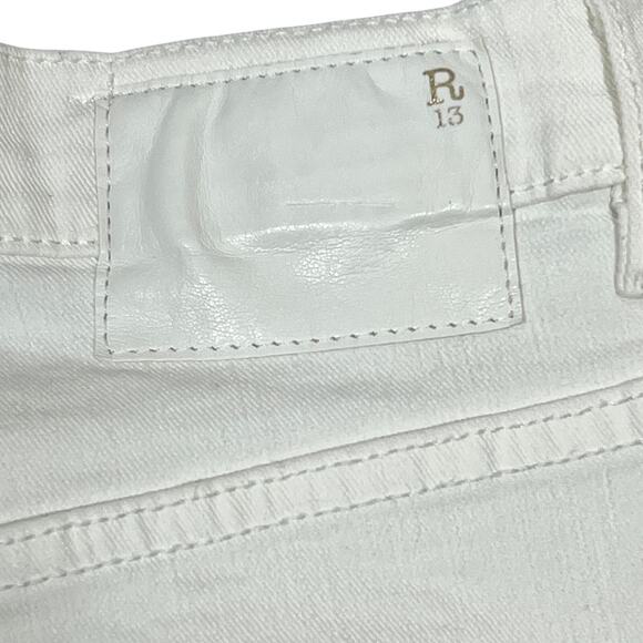 R13 X-Over Skinny Jeans Women 25" White Riot Stretch Denim Cross Waist Summer - Picture 7 of 16